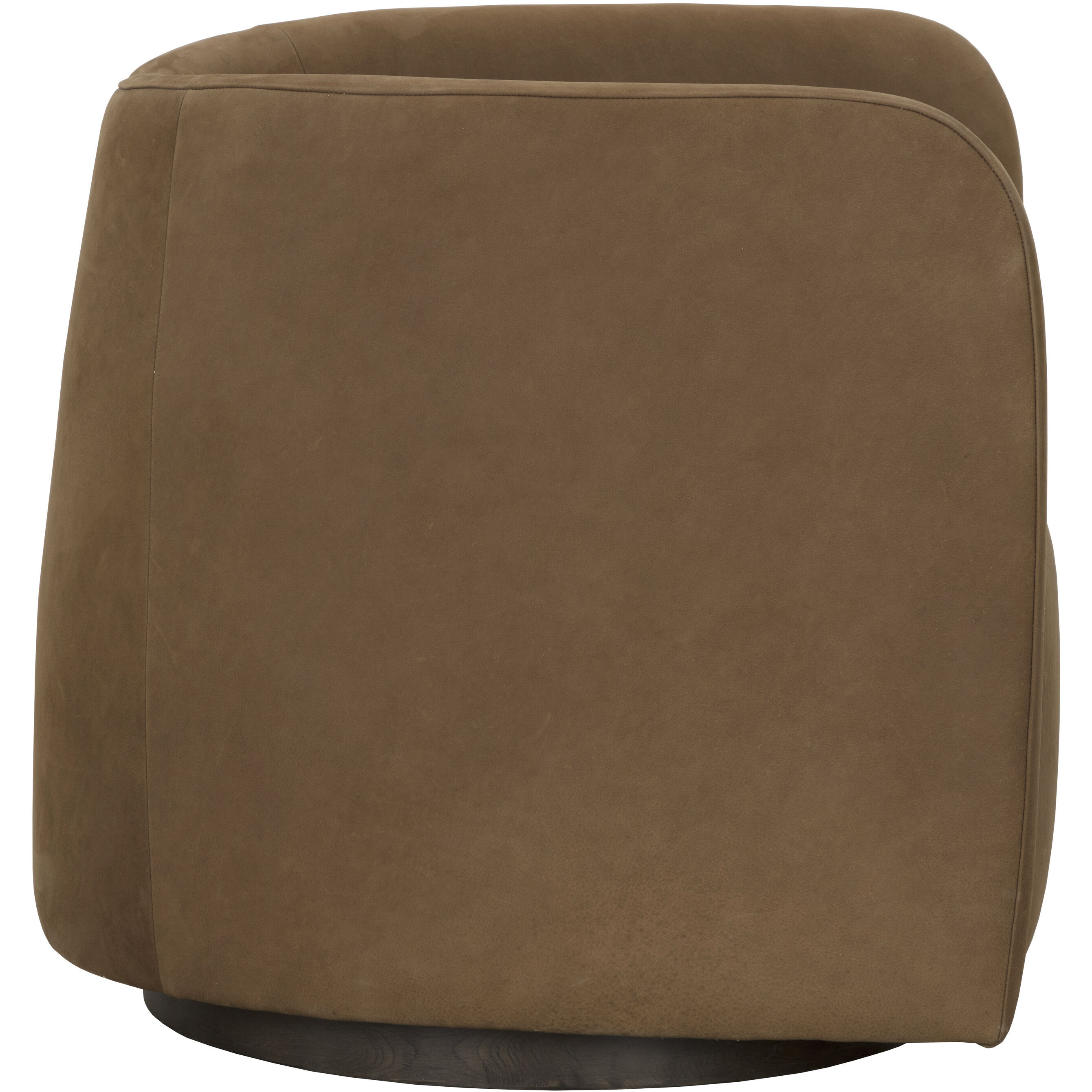 Emilie Nubuck Caramel Leather Swivel Lounge Chair, Swivel